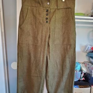 Green Pure Wool Pants